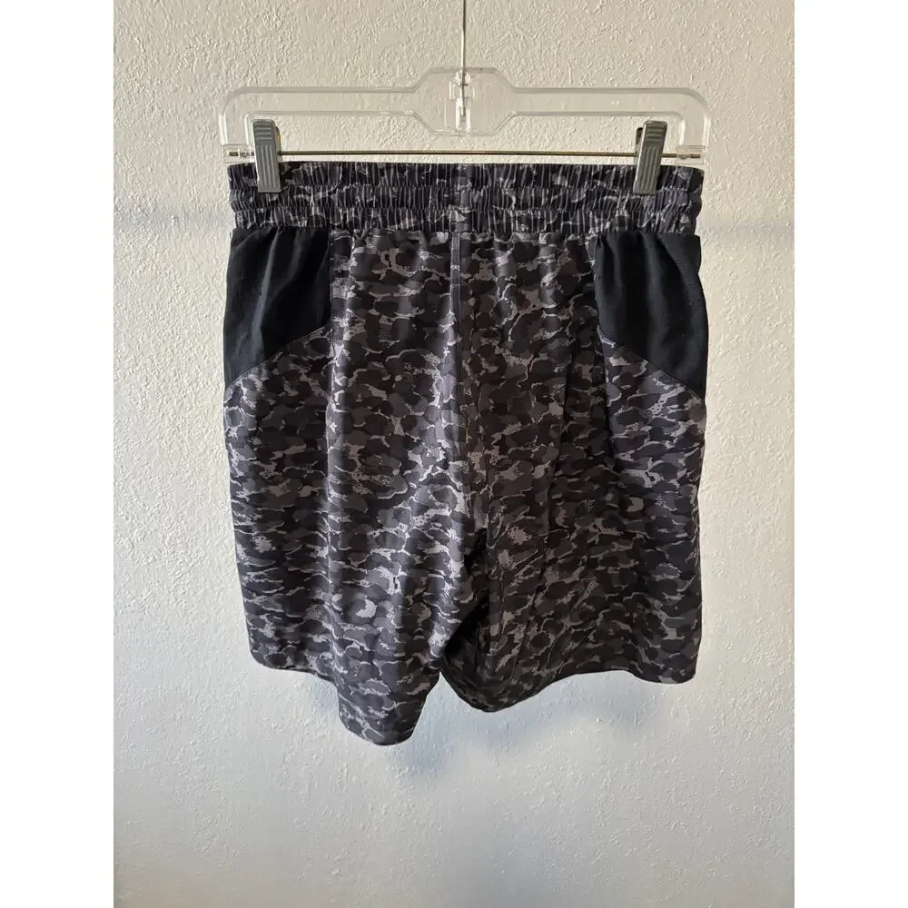 Lululemon Shorts Mens Small Athletic Drawstring Workout Lined Camouflage Gray